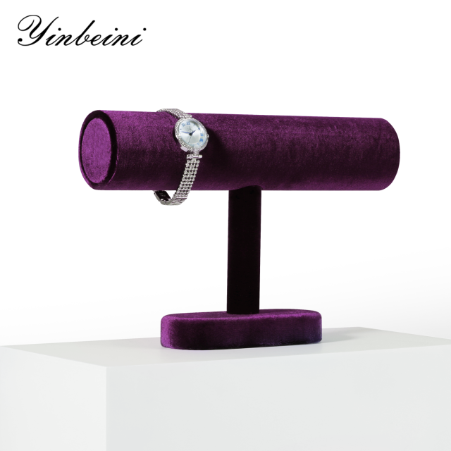 Yinbeini Bangle Bracelet Watch Display Stand Velvet Jewelry Display Stand Shop Window Showcase Props T-shape Memorial day gift box TB001
