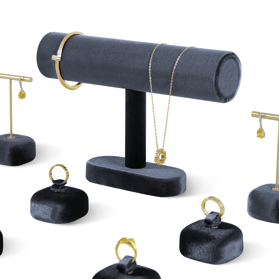Yinbeini Bangle Bracelet Watch Display Stand Velvet Jewelry Display Stand Shop Window Showcase Props T-shape Memorial day gift box TB001