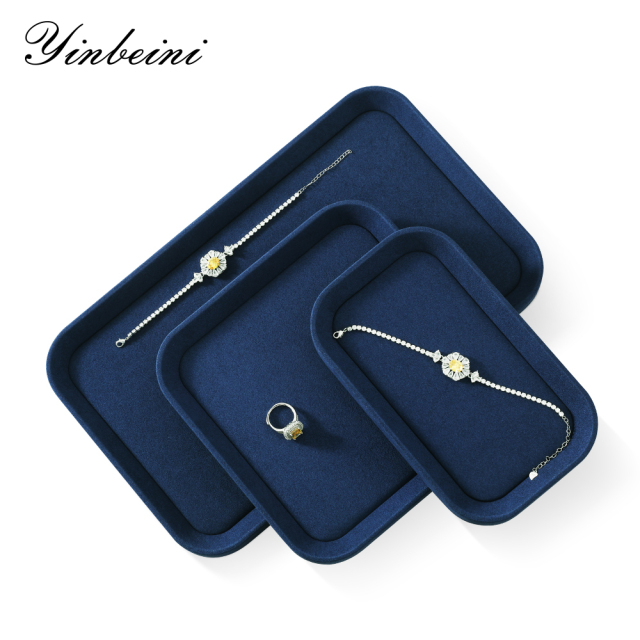 Yinbeini Casual Everyday Leather Jewelry Display Tray Compact Size for Daily Wear Rings Earrings and Necklaces Perfect for Dorm Rooms P054