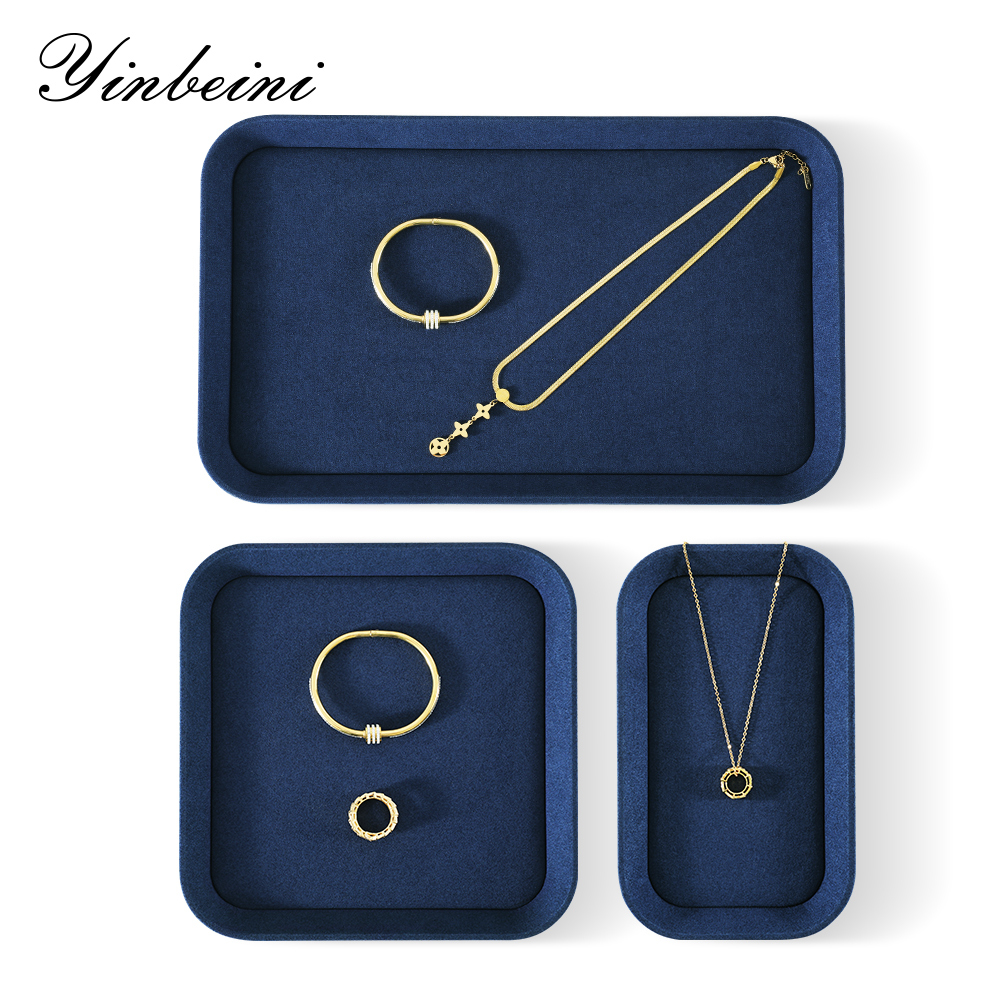 Yinbeini Casual Everyday Leather Jewelry Display Tray Compact Size for Daily Wear Rings Earrings and Necklaces Perfect for Dorm Rooms P054