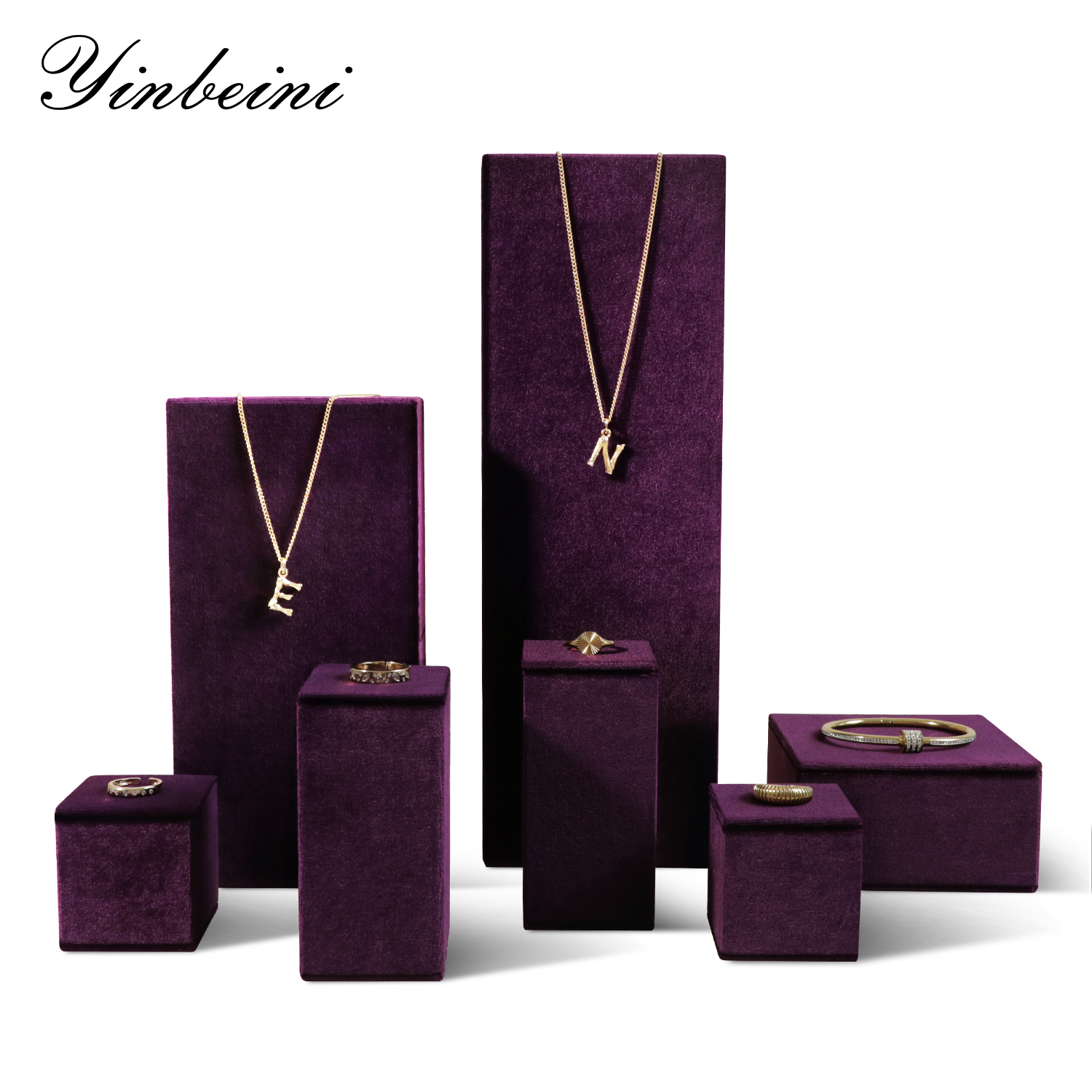 Yinbeini Velvet Pendant Bracelet Storage Stand Jewelry Storage Sets Necklace Ring Earring Display Stand  jeweler counter jewelry counter Blue TB007