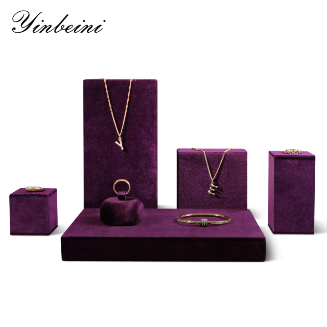 Yinbeini Velvet Pendant Bracelet Storage Stand Jewelry Storage Sets Necklace Ring Earring Display Stand  jeweler counter jewelry counter Blue TB007