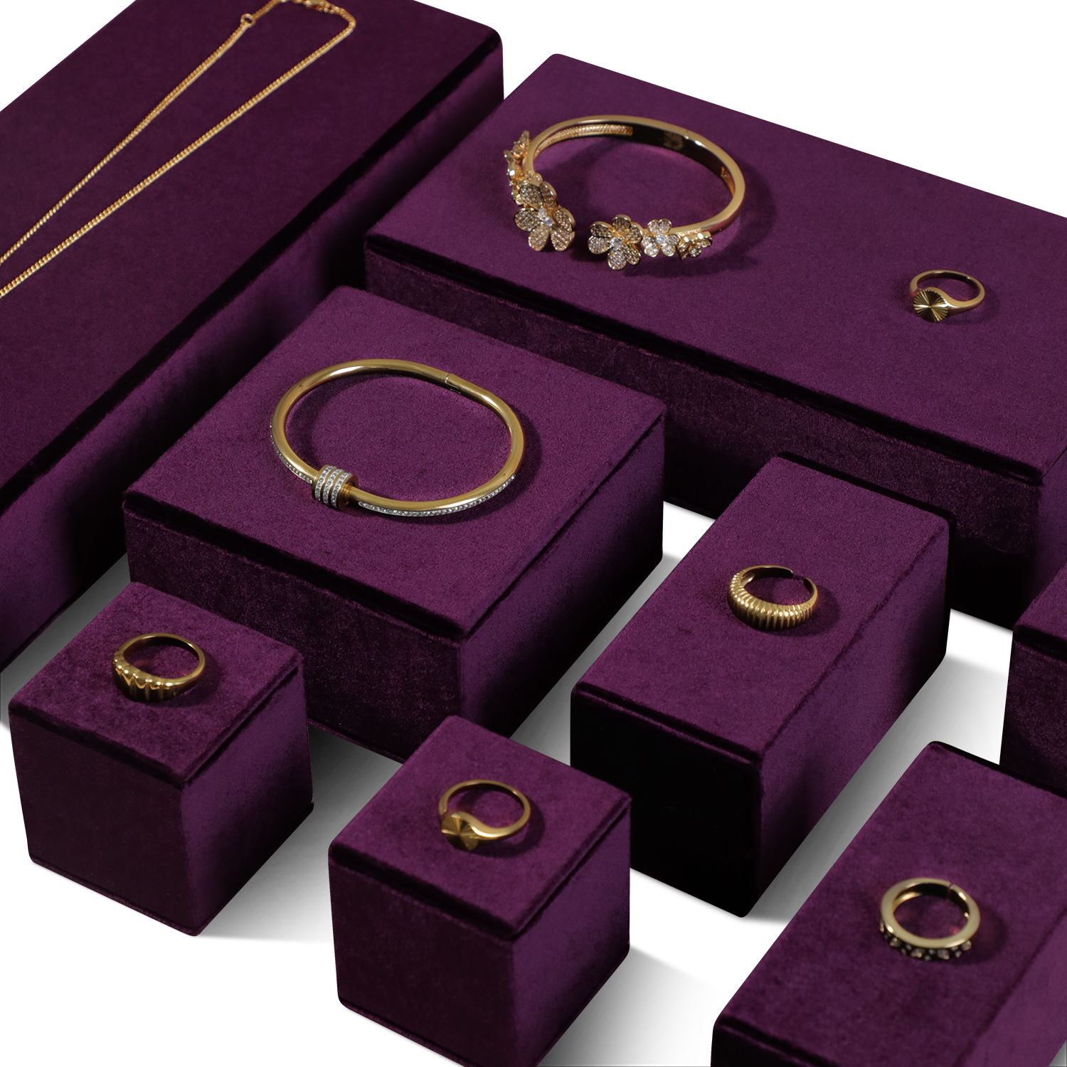 Yinbeini Pendant Bracelet Storage Stand Velvet Jewelry Storage Sets Purple Ring Necklace Earring Display Stand jeweler counter jewelry counter Grey TB008