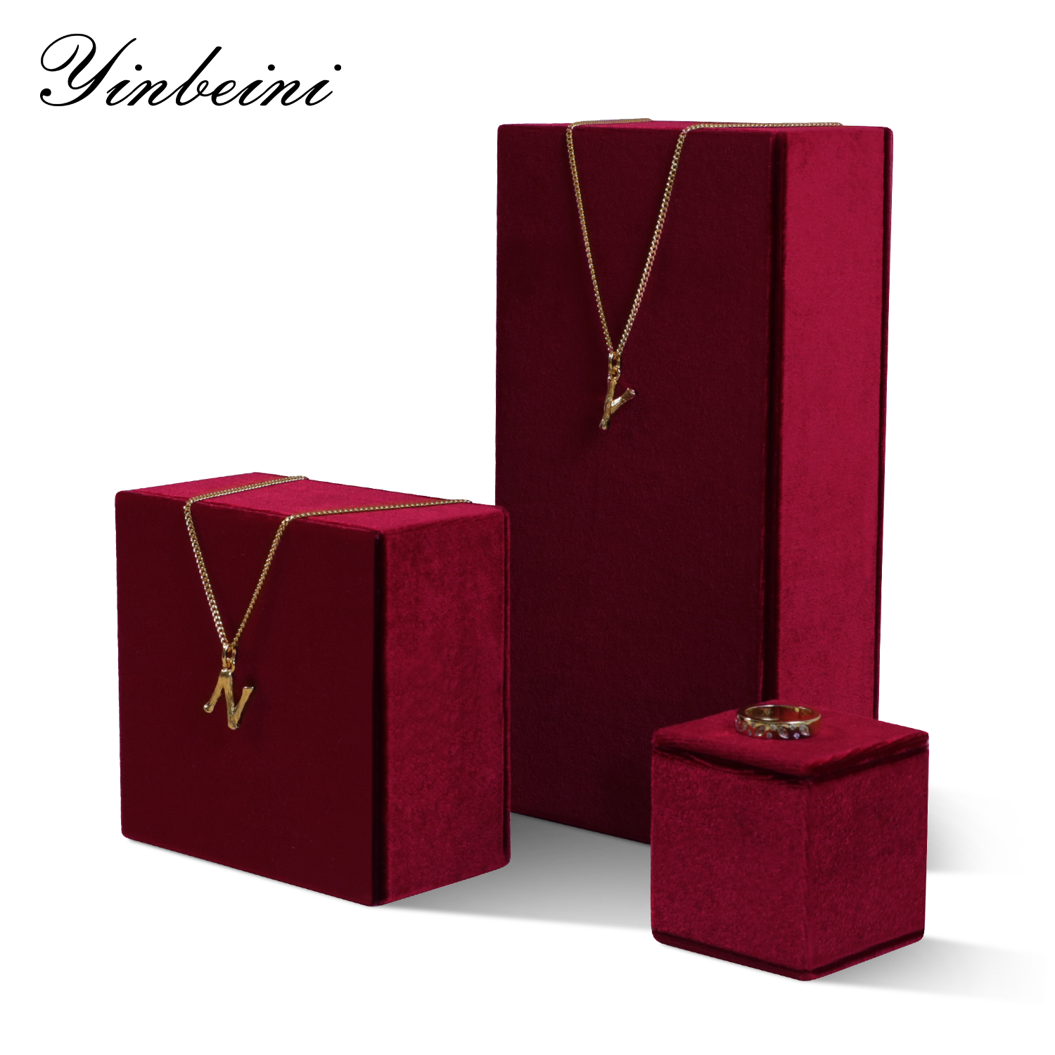Yinbeini Velvet Jewelry Storage Sets Purple Necklace Ring Earring Display Stand Pendant Bracelet Storage Stand jeweler counter jewelry counter TB005