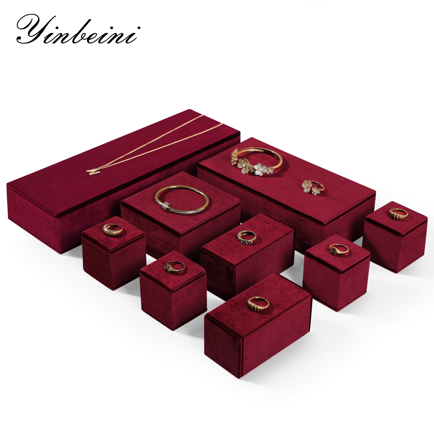 Yinbeini Velvet Jewelry Storage Sets Purple Necklace Ring Earring Display Stand Pendant Bracelet Storage Stand jeweler counter jewelry counter TB005