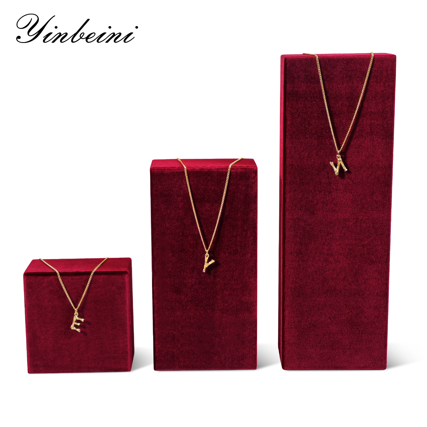 Yinbeini Velvet Pendant Bracelet Storage Stand Jewelry Storage Sets Necklace Ring Earring Display Stand  jeweler counter jewelry counter Blue TB007
