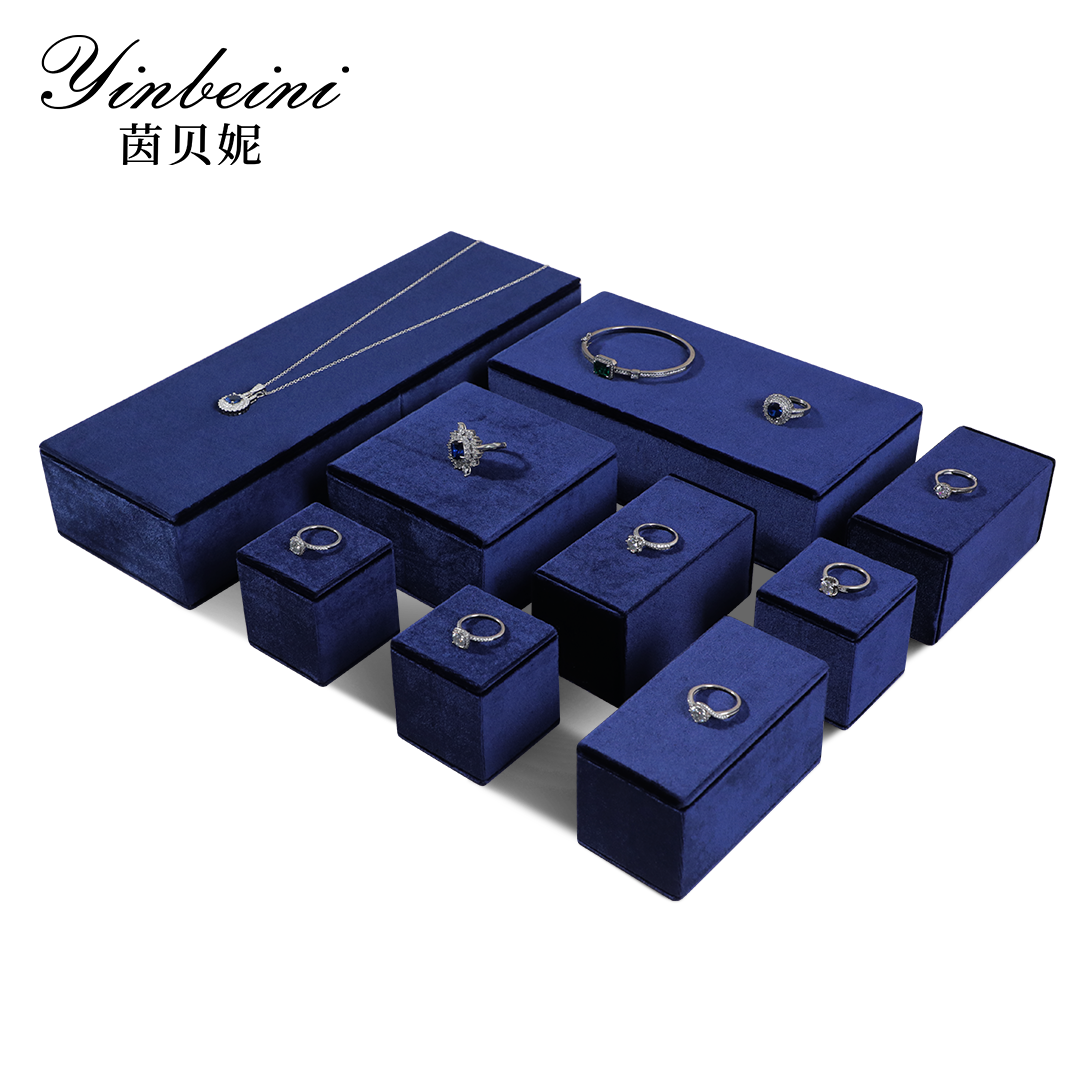 Yinbeini Pendant Bracelet Storage Stand Velvet Jewelry Storage Sets Purple Ring Necklace Earring Display Stand jeweler counter jewelry counter Grey TB008