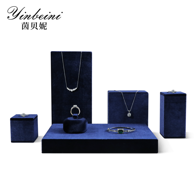 Yinbeini Pendant Bracelet Storage Stand Velvet Jewelry Storage Sets Purple Ring Necklace Earring Display Stand jeweler counter jewelry counter Grey TB008