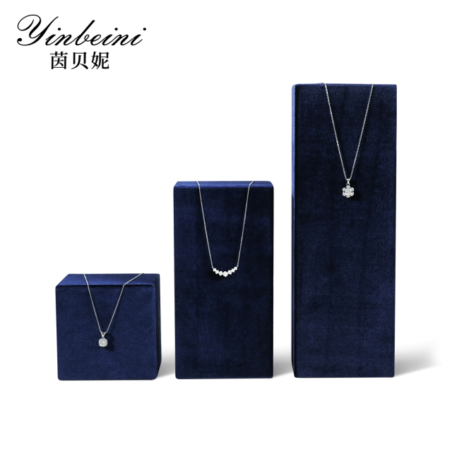 Yinbeini Velvet Pendant Bracelet Storage Stand Jewelry Storage Sets Necklace Ring Earring Display Stand  jeweler counter jewelry counter Blue TB007