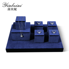 Yinbeini Velvet Pendant Bracelet Storage Stand Jewelry Storage Sets Necklace Ring Earring Display Stand  jeweler counter jewelry counter Blue TB007