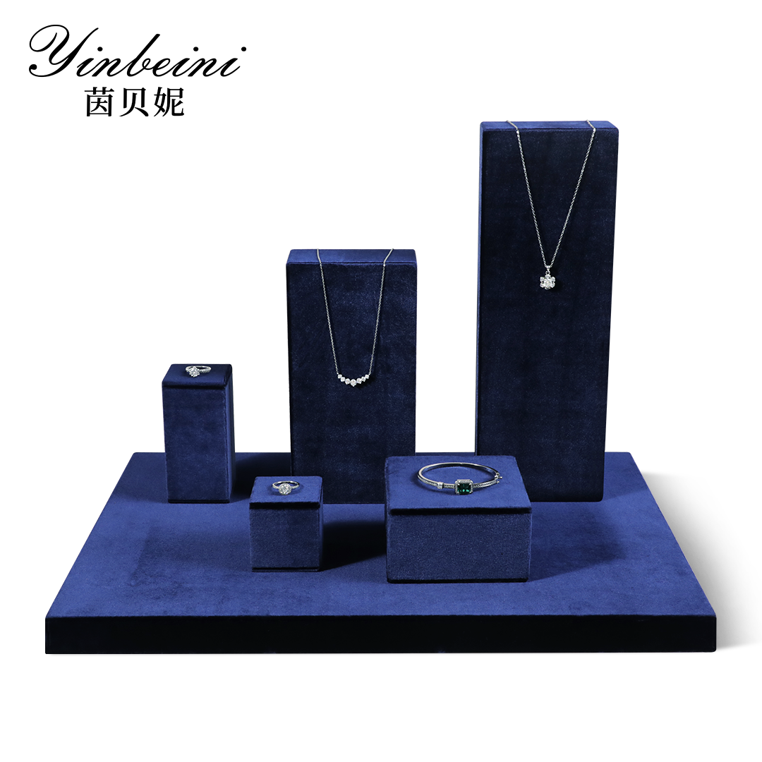 Yinbeini Pendant Bracelet Storage Stand Velvet Jewelry Storage Sets Purple Ring Necklace Earring Display Stand jeweler counter jewelry counter Grey TB008