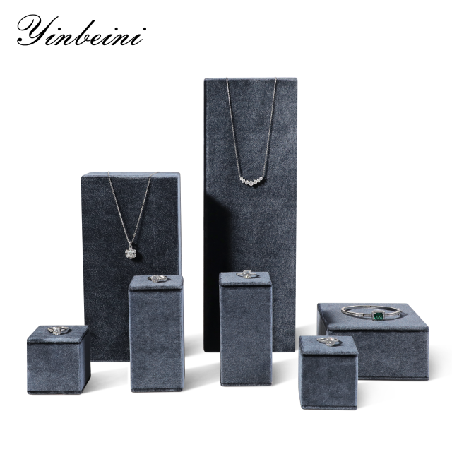 Yinbeini Velvet Necklace Ring Earring Display Stand Jewelry Storage Sets Pendant Bracelet Storage Stand jeweler counter jewelry counter Red TB006