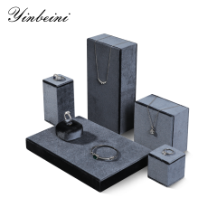 Yinbeini Pendant Bracelet Storage Stand Velvet Jewelry Storage Sets Purple Ring Necklace Earring Display Stand jeweler counter jewelry counter Grey TB008