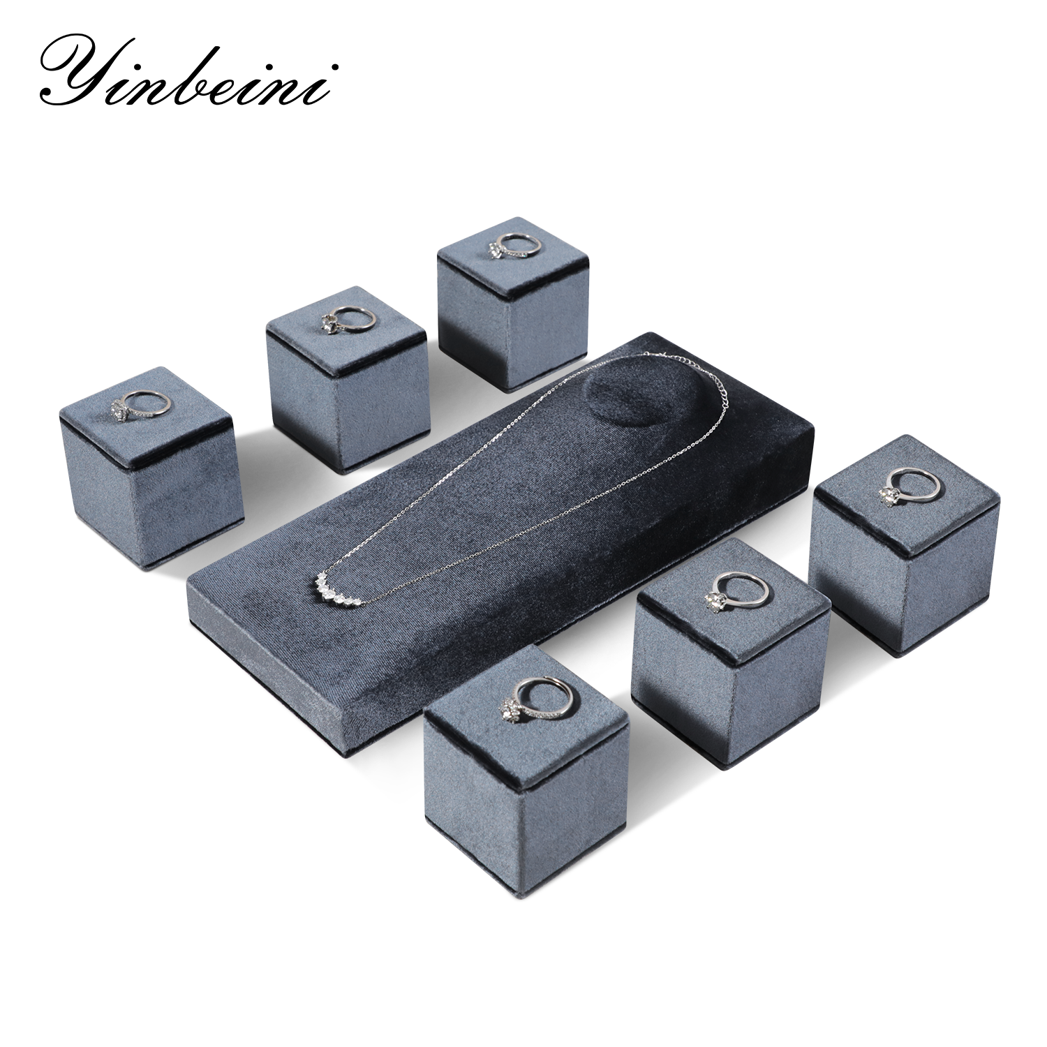 Yinbeini  Pendant Bracelet Storage Stand Velvet Necklace Ring Earring Display Stand Jewelry Storage Sets jeweler counter jewelry counter Olive Green TB009