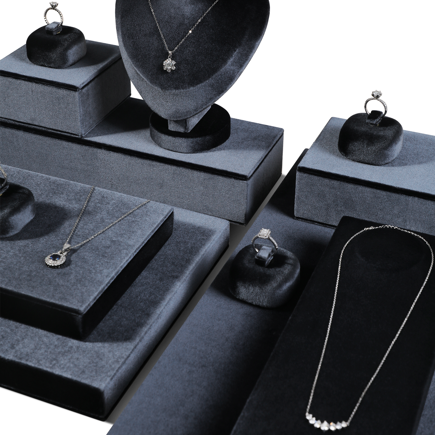 Yinbeini  Pendant Bracelet Storage Stand Velvet Necklace Ring Earring Display Stand Jewelry Storage Sets jeweler counter jewelry counter Olive Green TB009
