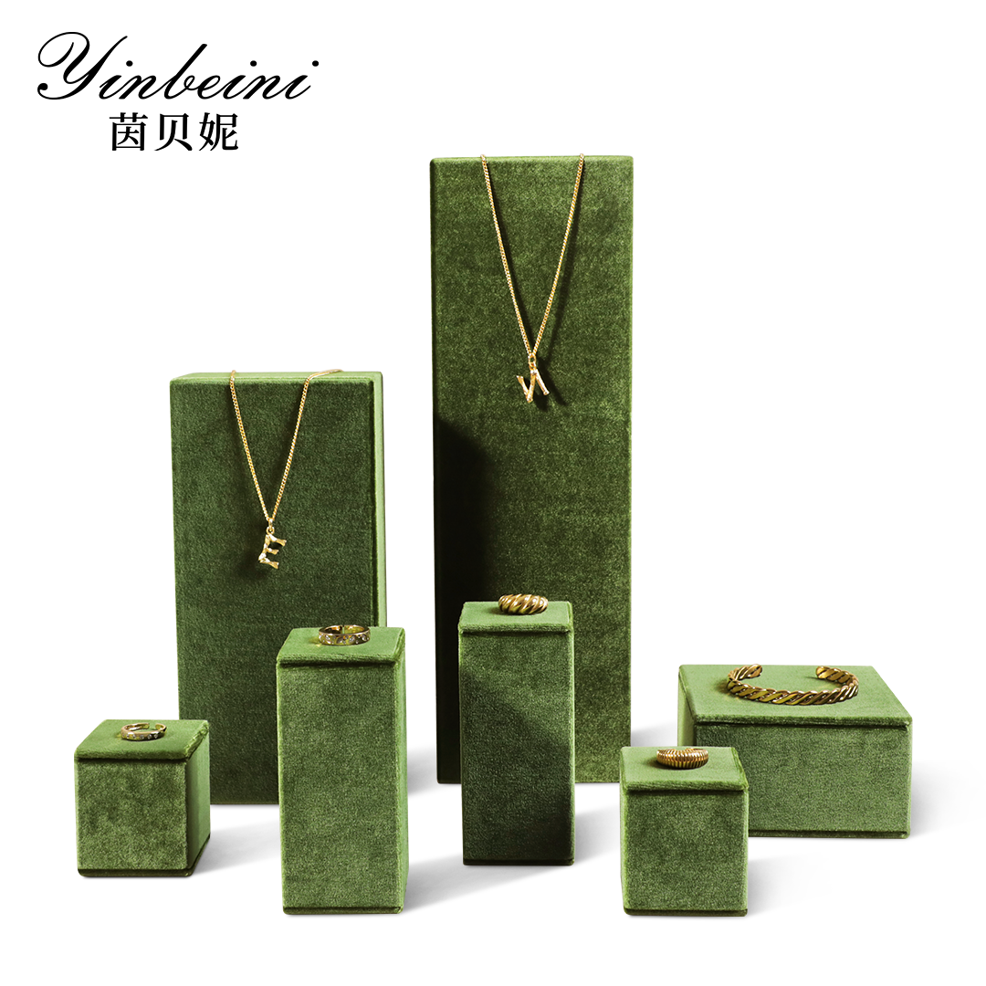 Yinbeini Velvet Pendant Bracelet Storage Stand Jewelry Storage Sets Necklace Ring Earring Display Stand  jeweler counter jewelry counter Blue TB007