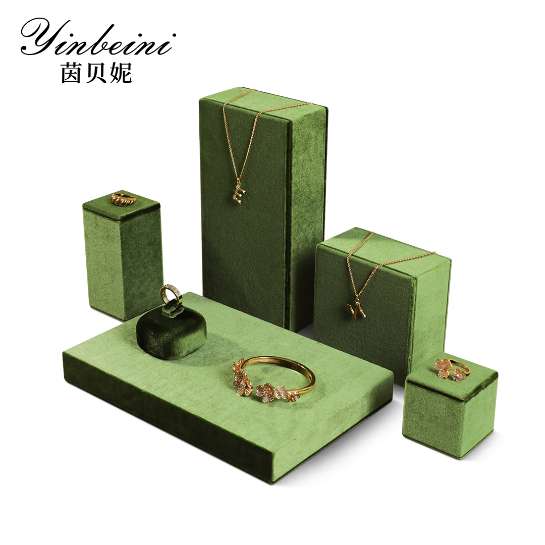 Yinbeini Pendant Bracelet Storage Stand Velvet Jewelry Storage Sets Purple Ring Necklace Earring Display Stand jeweler counter jewelry counter Grey TB008