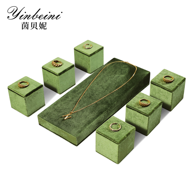 Yinbeini Velvet Necklace Ring Earring Display Stand Jewelry Storage Sets Pendant Bracelet Storage Stand jeweler counter jewelry counter Red TB006