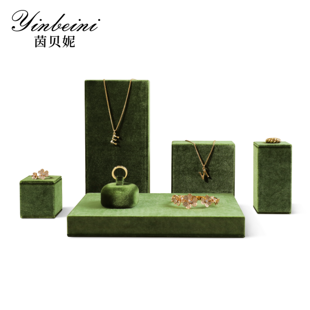 Yinbeini Velvet Pendant Bracelet Storage Stand Jewelry Storage Sets Necklace Ring Earring Display Stand  jeweler counter jewelry counter Blue TB007