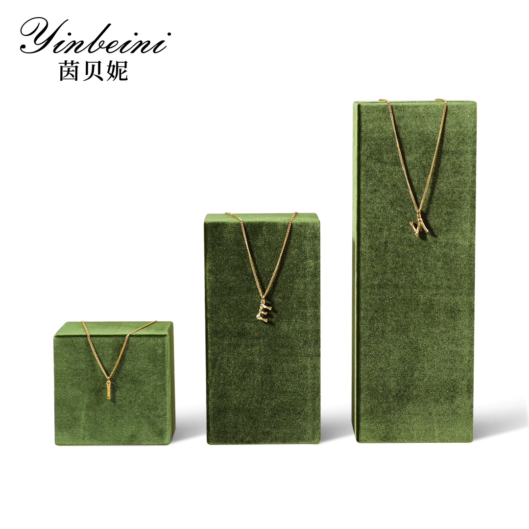 Yinbeini Velvet Pendant Bracelet Storage Stand Jewelry Storage Sets Necklace Ring Earring Display Stand  jeweler counter jewelry counter Blue TB007