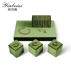 Yinbeini Velvet Necklace Ring Earring Display Stand Jewelry Storage Sets Pendant Bracelet Storage Stand jeweler counter jewelry counter Red TB006