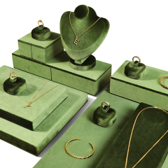 Yinbeini  Pendant Bracelet Storage Stand Velvet Necklace Ring Earring Display Stand Jewelry Storage Sets jeweler counter jewelry counter Olive Green TB009