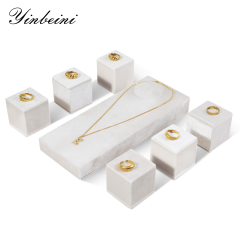 Yinbeini Velvet Necklace Ring Earring Display Stand Jewelry Storage Sets Pendant Bracelet Storage Stand jeweler counter jewelry counter Red TB006
