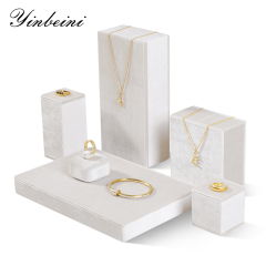 Yinbeini Velvet Necklace Ring Earring Display Stand Jewelry Storage Sets Pendant Bracelet Storage Stand jeweler counter jewelry counter Red TB006