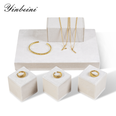 Yinbeini Velvet Pendant Bracelet Storage Stand Jewelry Storage Sets Necklace Ring Earring Display Stand  jeweler counter jewelry counter Blue TB007
