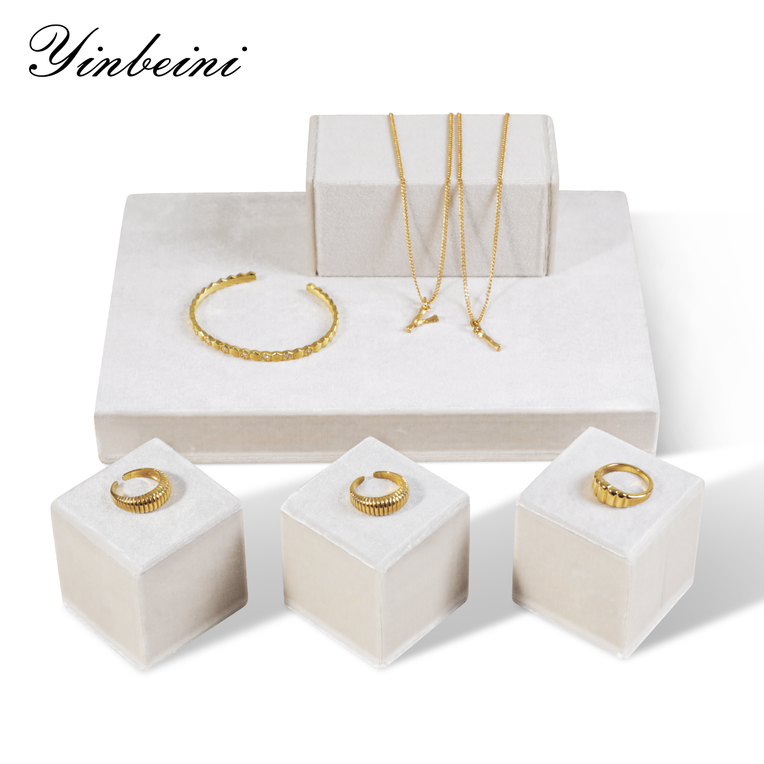 Yinbeini Velvet Jewelry Storage Sets Purple Necklace Ring Earring Display Stand Pendant Bracelet Storage Stand jeweler counter jewelry counter TB005