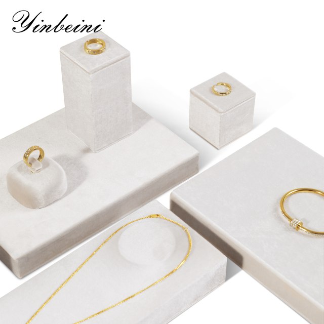 Yinbeini Velvet Necklace Ring Earring Display Stand Jewelry Storage Sets Pendant Bracelet Storage Stand jeweler counter jewelry counter Red TB006