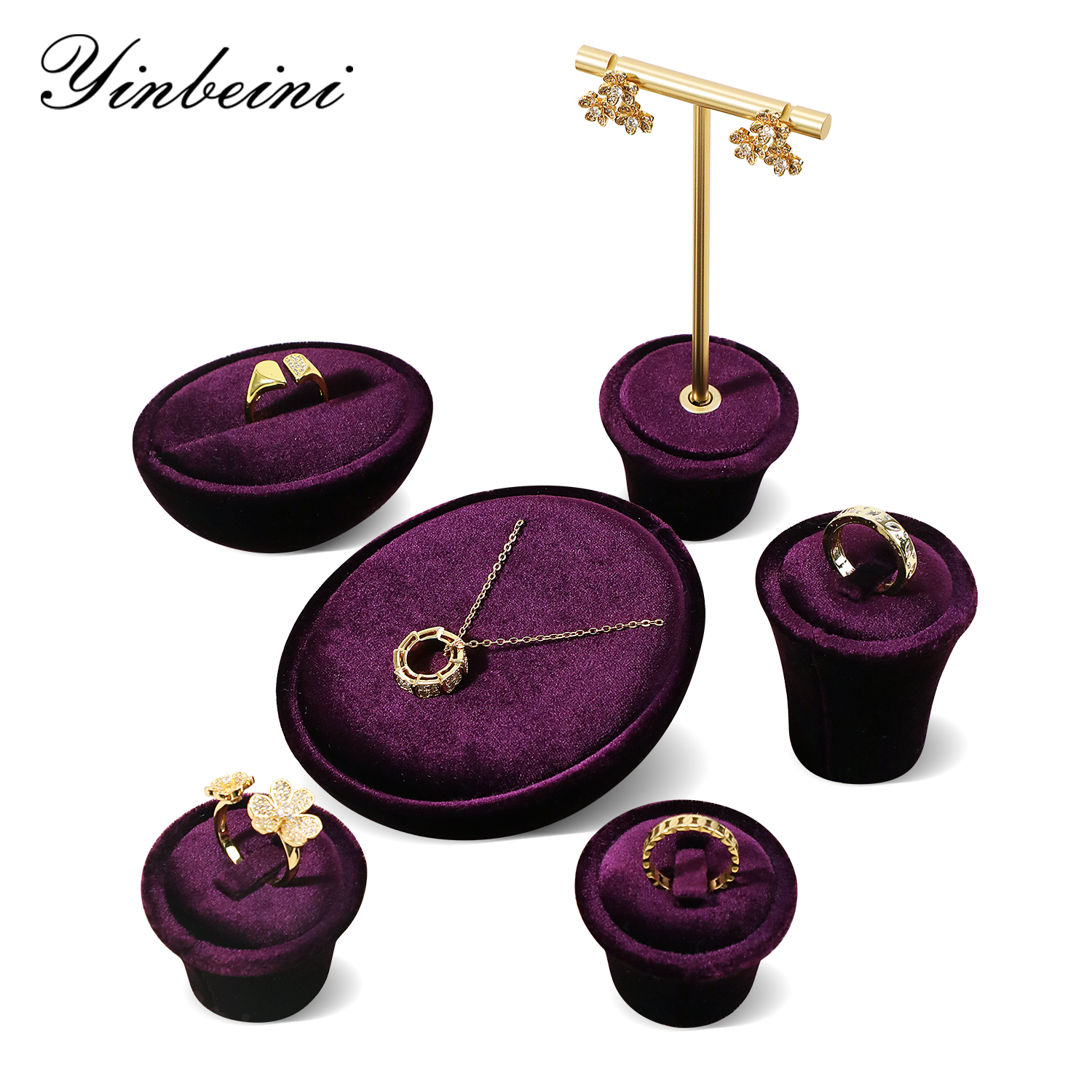 Yinbeini Velvet Ring Earring Necklace Holder Velvet Jewelry Set Jewelry Showcase Organizer jeweler counter jewelry counter TB018