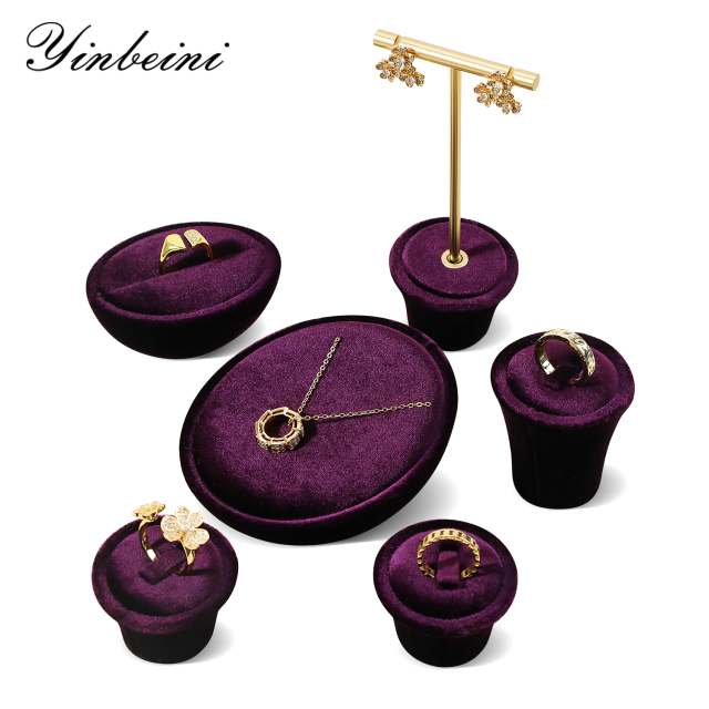 Yinbeini Velvet Ring Earring Necklace Holder Velvet Jewelry Set Jewelry Showcase Organizer jeweler counter jewelry counter TB018