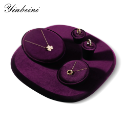 Yinbeini Olive Green Ring Earring Necklace Holder Jewelry Showcase Organizer Velvet Jewelry Set Velvet jeweler counter jewelry counter TB021