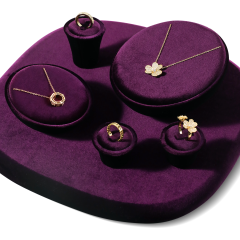 Yinbeini Mocha Brown Jewelry Showcase Organizer Velvet Jewelry Set Velvet Purple Ring Earring Necklace Holder Jeweler counter jewelry counter TB022