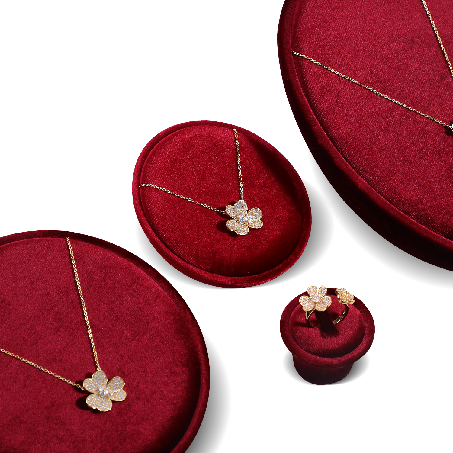 Yinbeini Velvet Jewelry Set Velvet Purple Ring Earring Necklace Holder Jewelry Showcase Organizer jeweler counter jewelry counter TB017