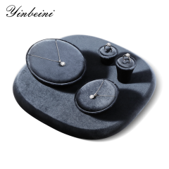 Yinbeini Velvet Jewelry Set Velvet Purple Ring Earring Necklace Holder Jewelry Showcase Organizer jeweler counter jewelry counter TB017