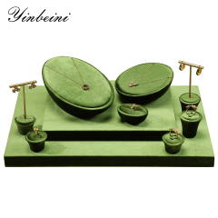 Yinbeini Mocha Brown Jewelry Showcase Organizer Velvet Jewelry Set Velvet Purple Ring Earring Necklace Holder Jeweler counter jewelry counter TB022