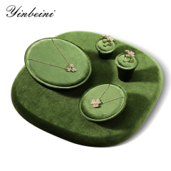 Yinbeini Velvet Blue Ring Necklace Earring Holder Velvet Jewelry Set  Jewelry Showcase Organizer jeweler counter jewelry counter TB019