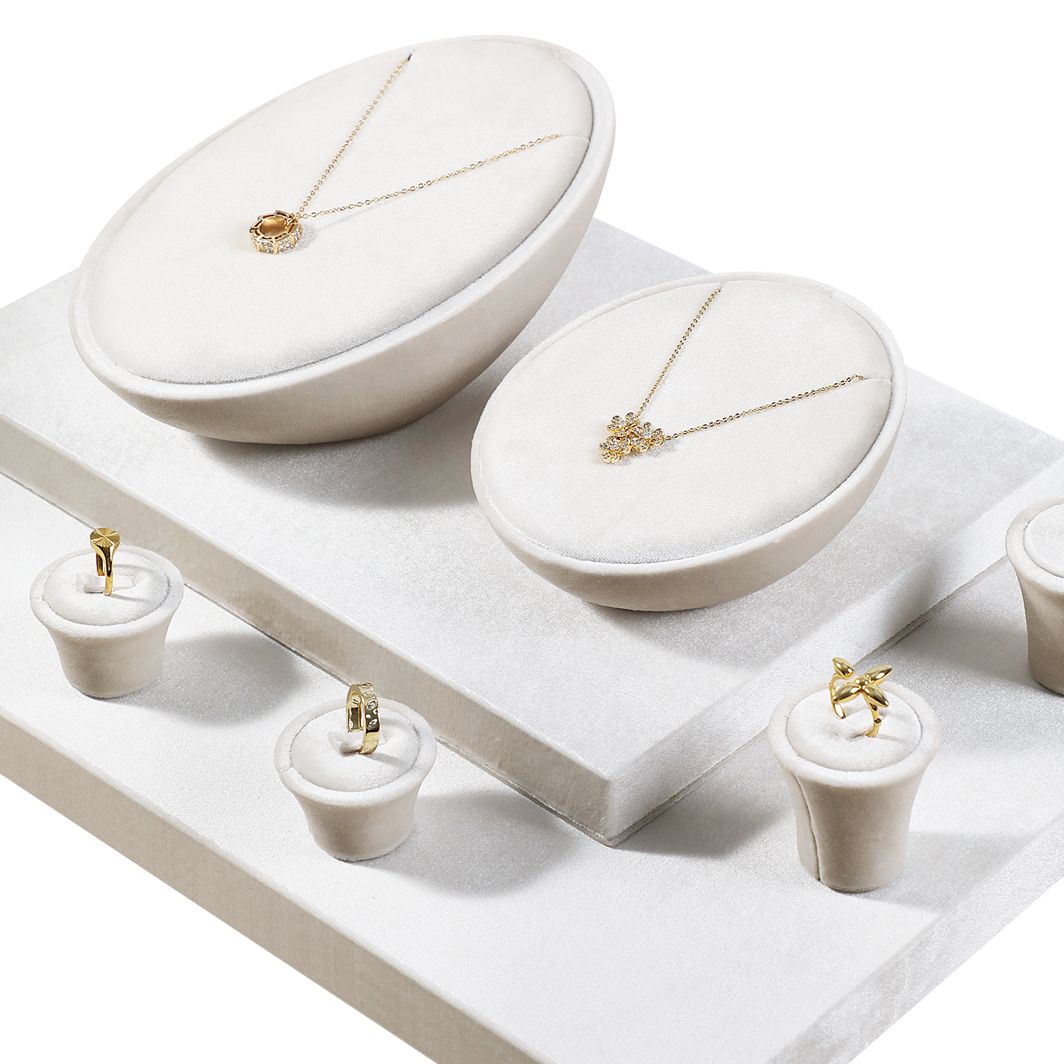 Yinbeini Mocha Brown Jewelry Showcase Organizer Velvet Jewelry Set Velvet Purple Ring Earring Necklace Holder Jeweler counter jewelry counter TB022