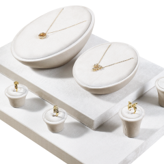 Yinbeini Mocha Brown Jewelry Showcase Organizer Velvet Jewelry Set Velvet Purple Ring Earring Necklace Holder Jeweler counter jewelry counter TB022