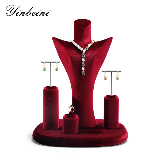 Yinbeini Multi Color Velvet Jewelry Bust Display Stand for Necklaces and Pendants Suitable for Window Showcase Trade Shows TB047