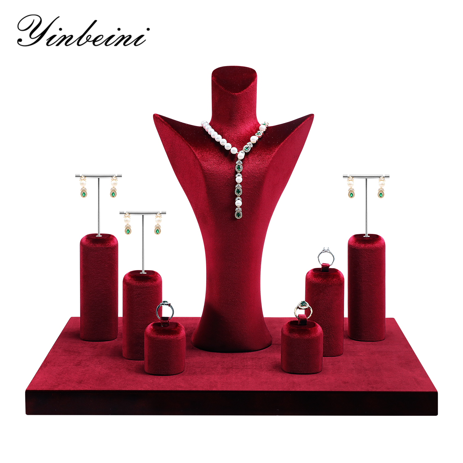 Yinbeini Multi Color Velvet Jewelry Bust Display Stand for Necklaces and Pendants Suitable for Window Showcase Trade Shows TB047