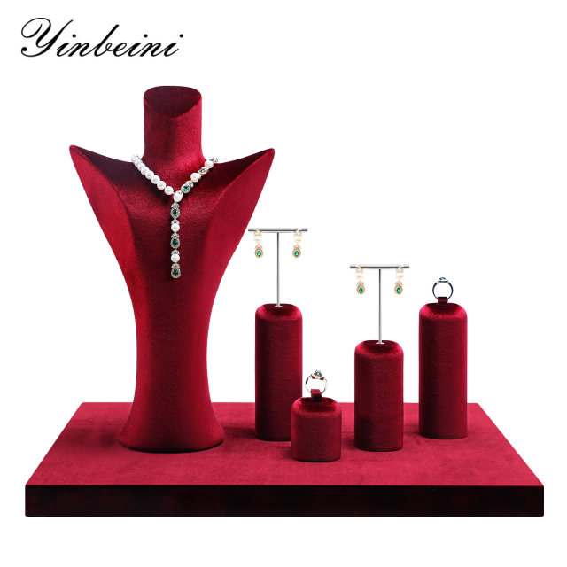 Yinbeini Multi Color Velvet Jewelry Bust Display Stand for Necklaces and Pendants Suitable for Window Showcase Trade Shows TB047