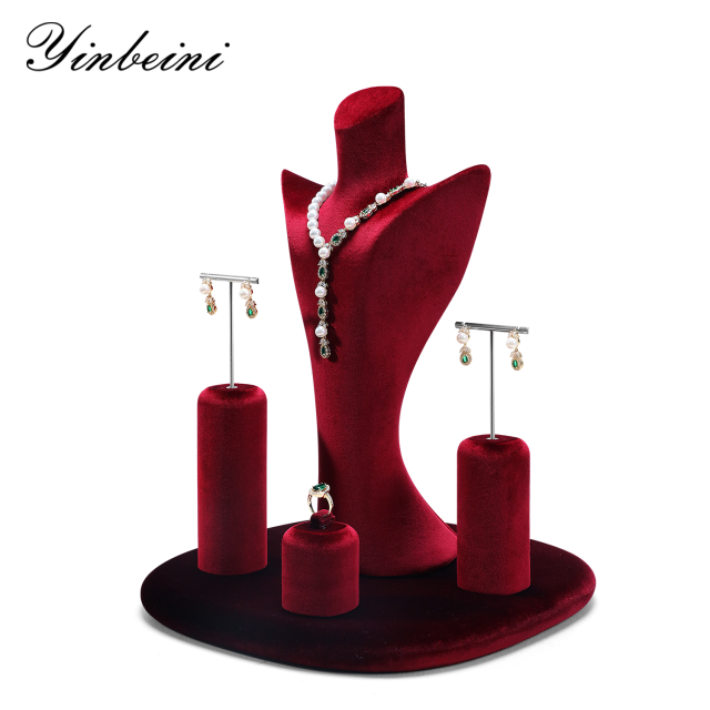 Yinbeini Multi Color Velvet Jewelry Bust Display Stand for Necklaces and Pendants Suitable for Window Showcase Trade Shows TB047