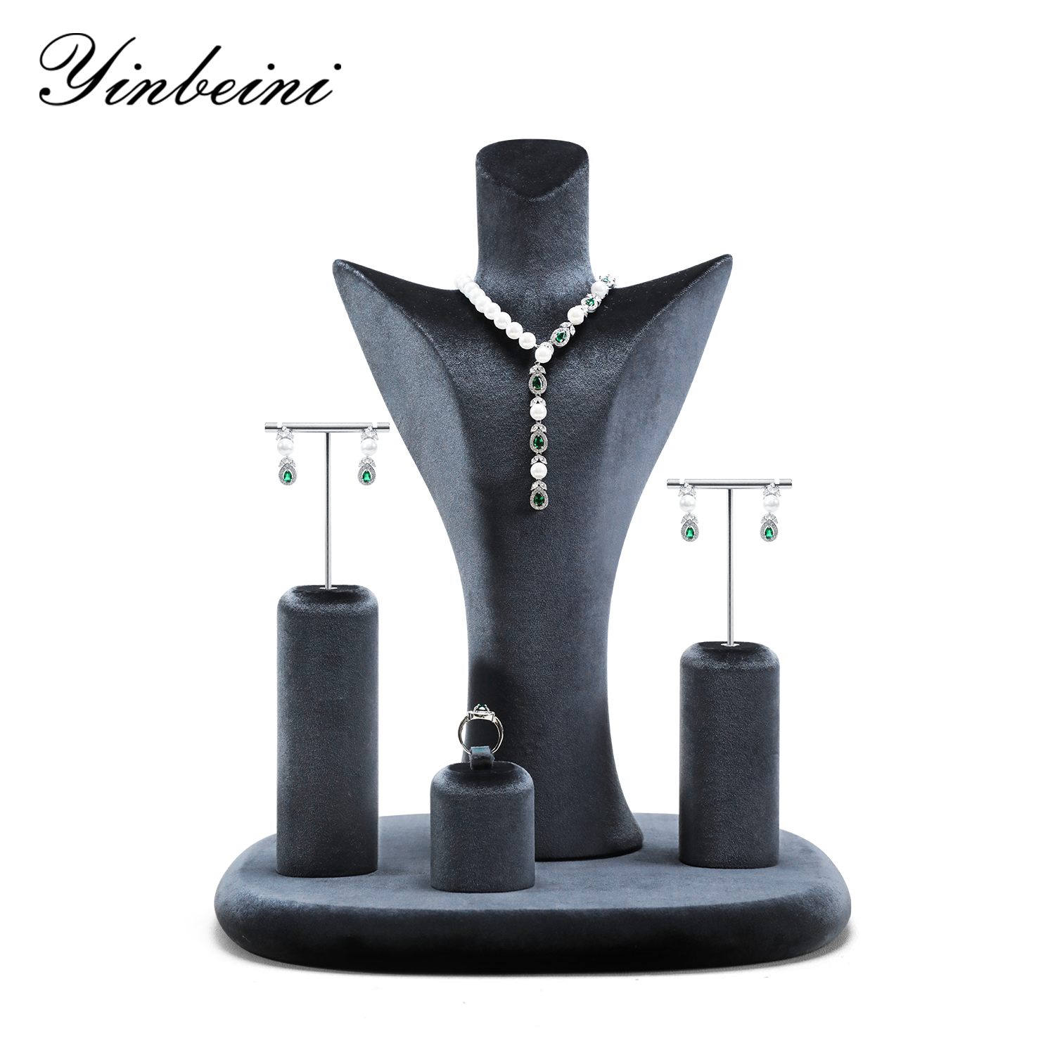 Yinbeini Velvet Jewelry Bust Stand Highlight Diamond and Gemstone Necklaces Suitable for Formal and Evening Jewelry Display TB049