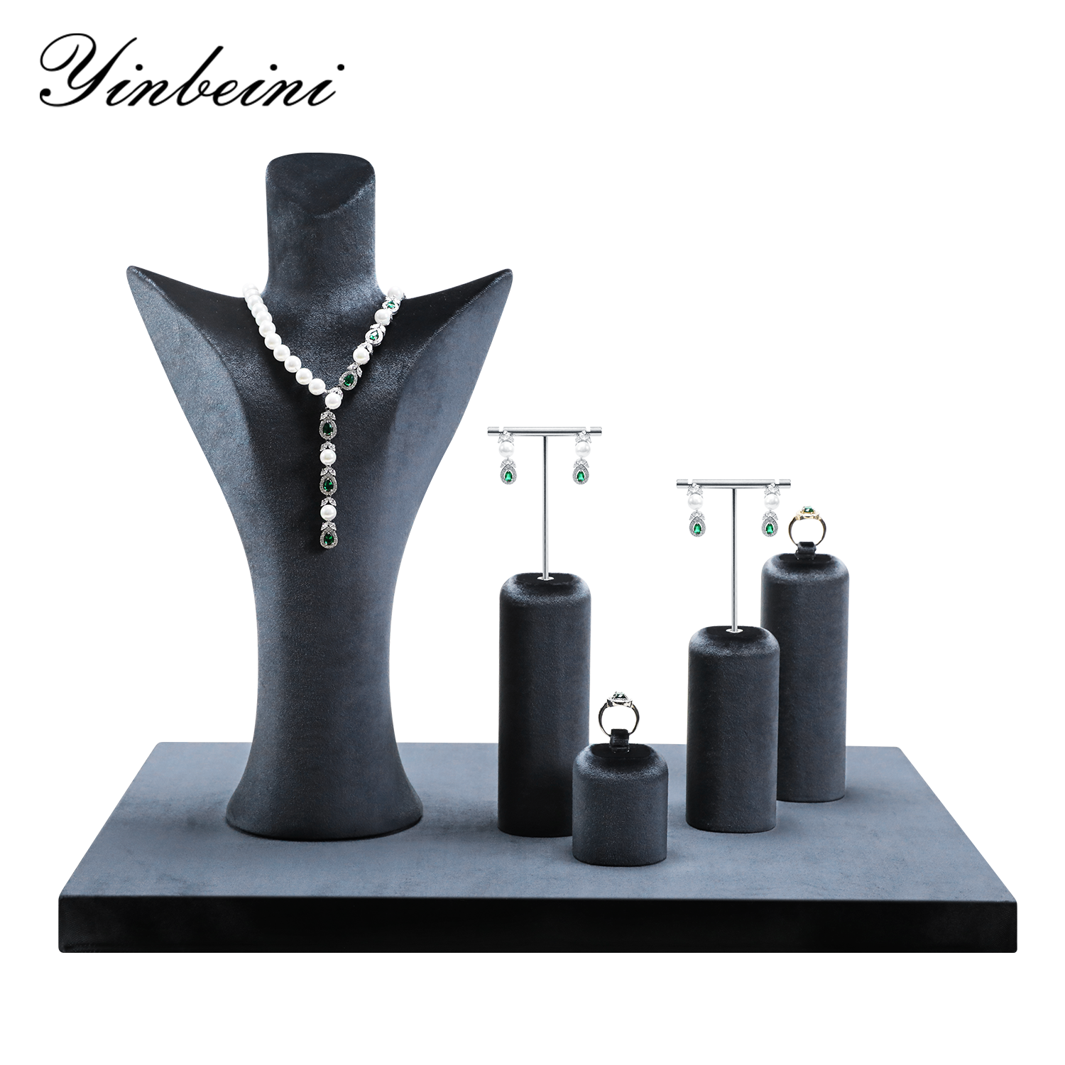 Yinbeini Velvet Jewelry Bust Stand Highlight Diamond and Gemstone Necklaces Suitable for Formal and Evening Jewelry Display TB049