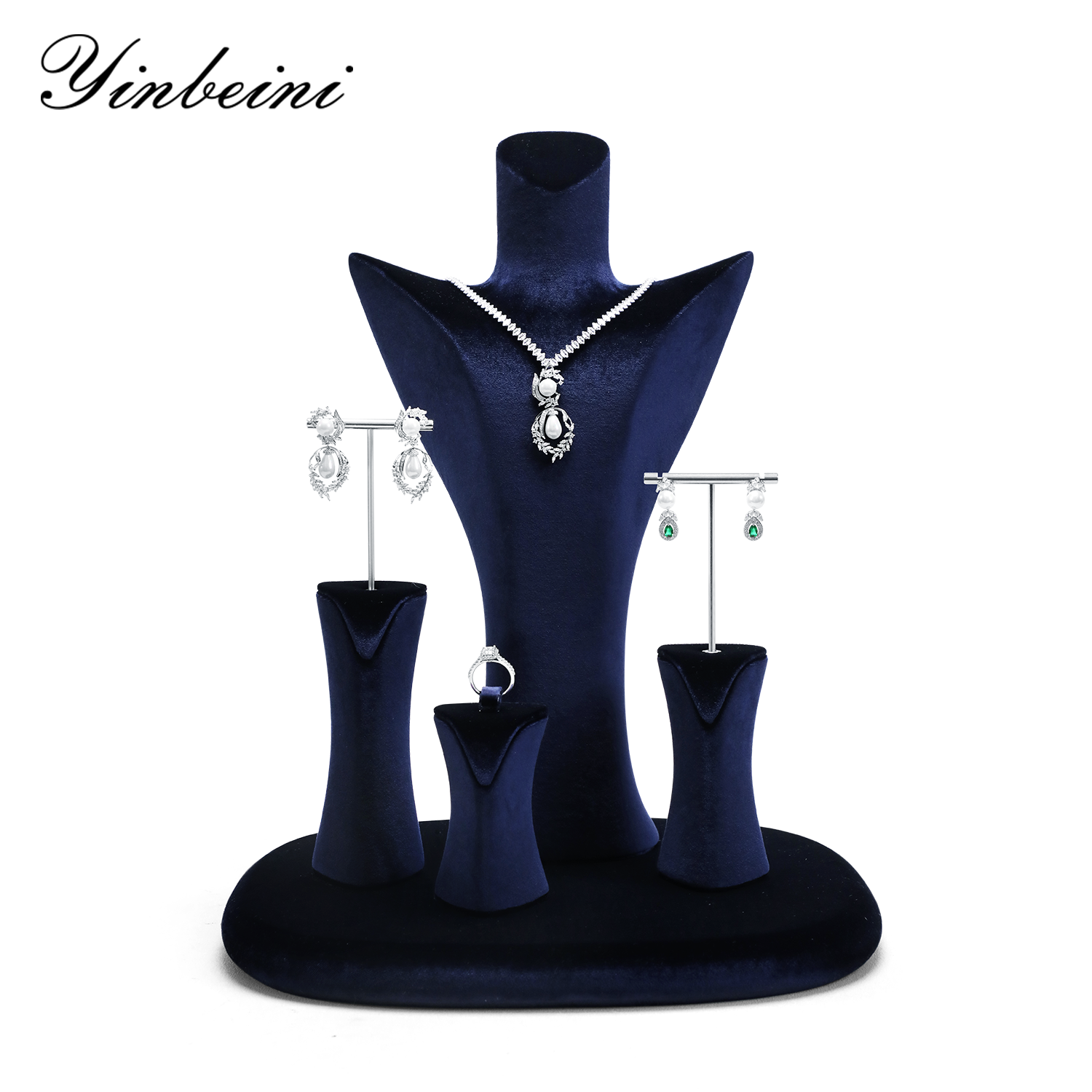 Yinbeini Trendy Minimalist Blue Jewelry Display Kit for Contemporary Fashion Boutiques Perfect for Statement and Minimalist Jewelry TB054