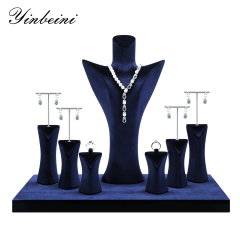 Yinbeini Trendy Minimalist Blue Jewelry Display Kit for Contemporary Fashion Boutiques Perfect for Statement and Minimalist Jewelry TB054