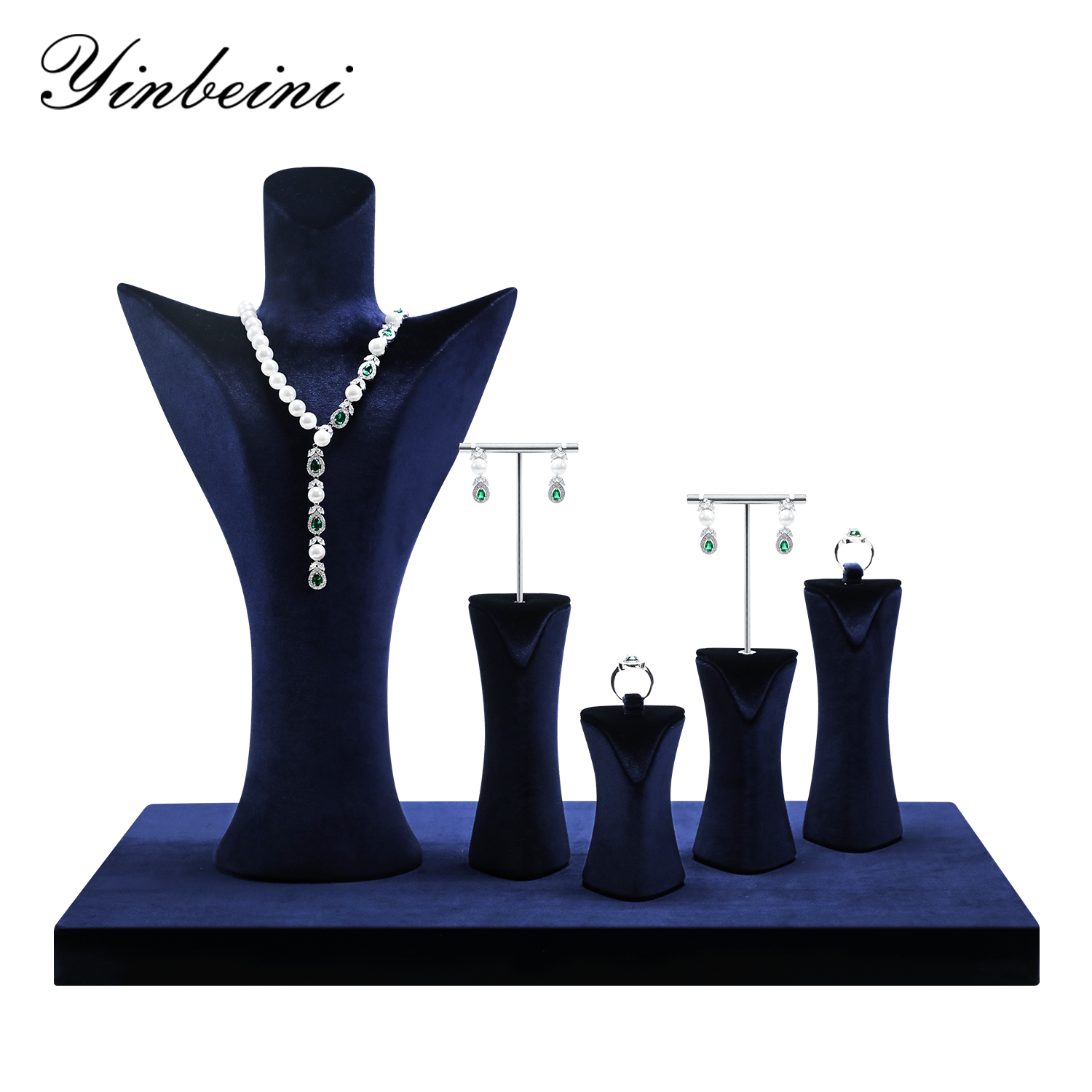 Yinbeini Trendy Minimalist Blue Jewelry Display Kit for Contemporary Fashion Boutiques Perfect for Statement and Minimalist Jewelry TB054
